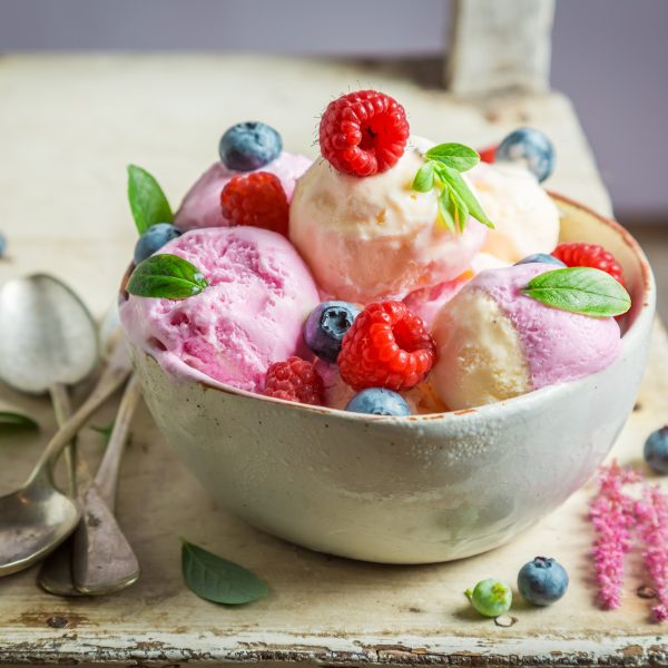 Sweet and tasty ice cream made of fruits and yogurt